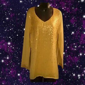 NWT Sequined Golden Color Blouse Size XL